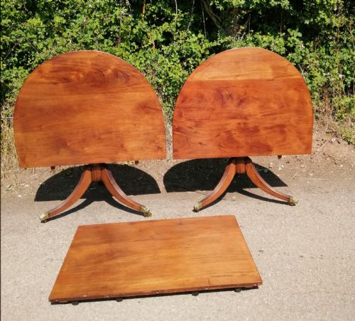 ANTIQUE MAHOGANY TWIN PILLAR DINING TABLE - ADDITIONAL PHOTO 14