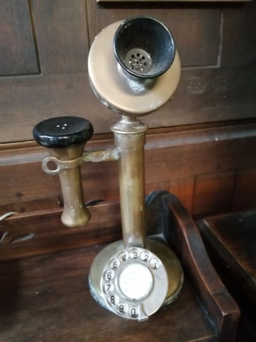 original brass and bakelite stick telephone - CATEGORY: ANTIQUE MISCELLANEOUS - DATED 1920