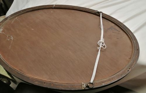 ANTIQUE OAK OVAL MIRROR WITH BEVELED EDGES - ADDITIONAL PHOTO 1