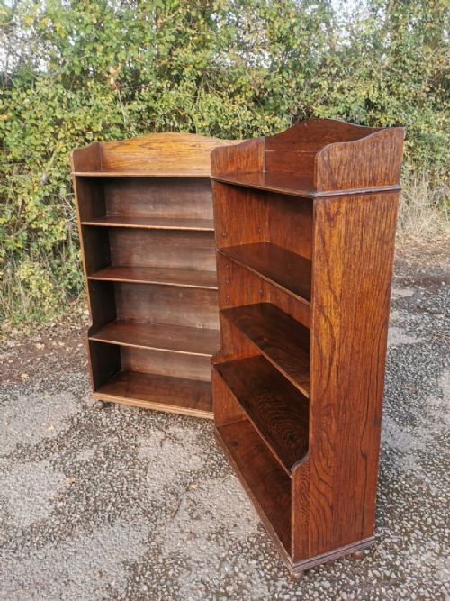 ANTIQUE PAIR OF OAK OPEN BOOKCASES - ADDITIONAL PHOTO 1