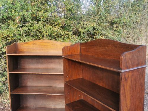 ANTIQUE PAIR OF OAK OPEN BOOKCASES - ADDITIONAL PHOTO 2