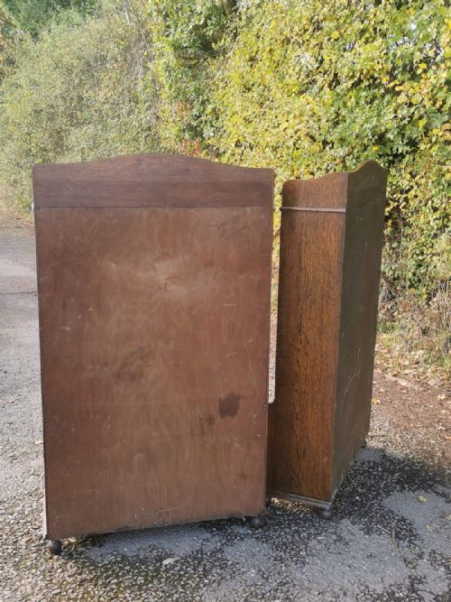 ANTIQUE PAIR OF OAK OPEN BOOKCASES - ADDITIONAL PHOTO 5