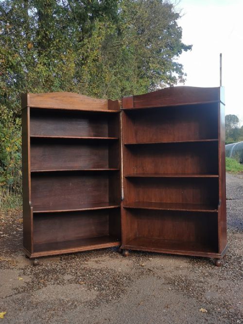 ANTIQUE PAIR OF OAK OPEN BOOKCASES - ADDITIONAL PHOTO 6