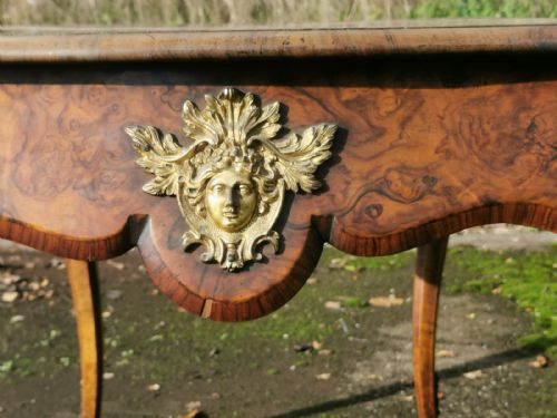 VICTORIAN BURR WALNUT 3 DRAWER LIBRARY TABLE BY MORDANT AND SONS LONDON - ADDITIONAL PHOTO 3