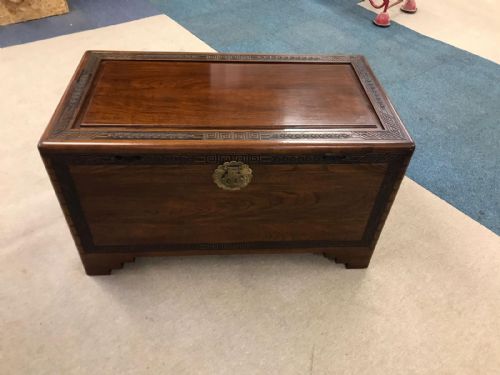 antique carved camphor trunk - CATEGORY: ANTIQUE CHESTS - DATED 1920