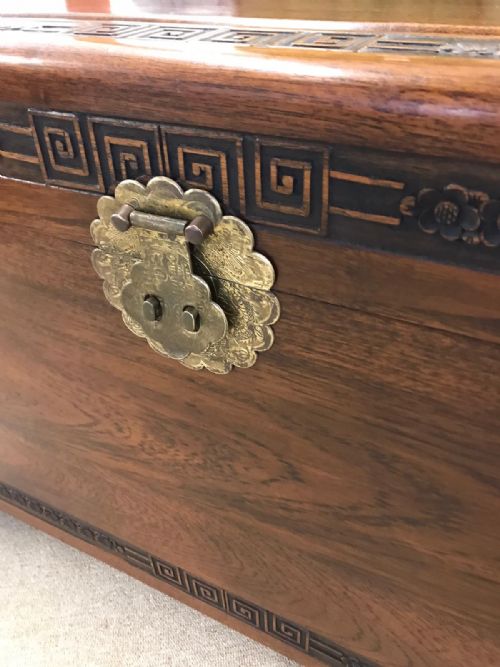ANTIQUE CARVED CAMPHOR TRUNK - ADDITIONAL PHOTO 3