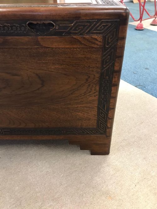ANTIQUE CARVED CAMPHOR TRUNK - ADDITIONAL PHOTO 4