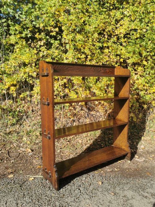 art's and crafts oak open bookcase - CATEGORY: ANTIQUE BOOKCASES - DATED 1900