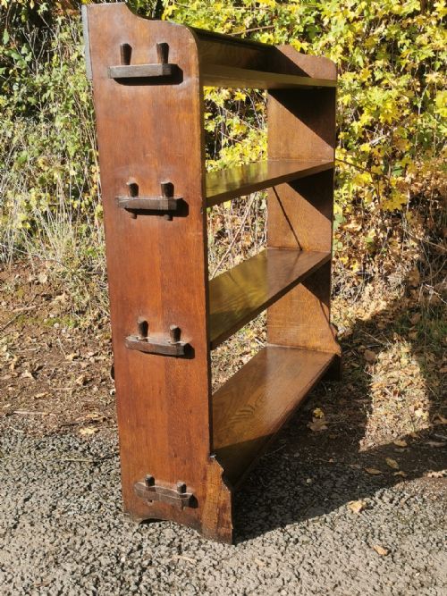 ART'S AND CRAFTS OAK OPEN BOOKCASE - ADDITIONAL PHOTO 1