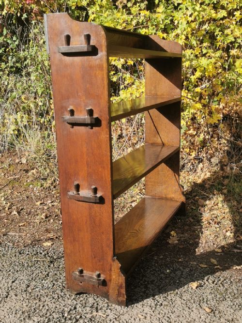 ART'S AND CRAFTS OAK OPEN BOOKCASE - ADDITIONAL PHOTO 3