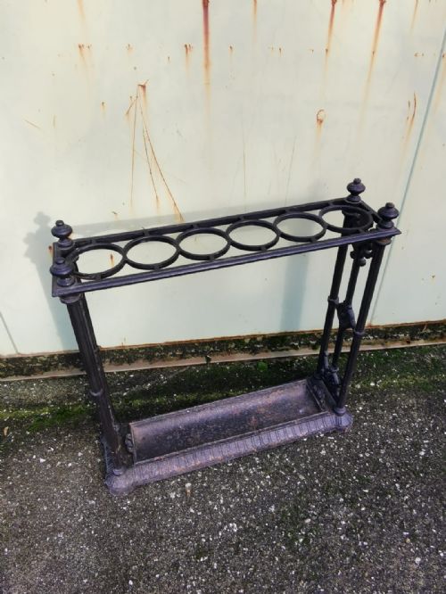 a victorian art's and crafts cast iron 6 section stick and umbrella stand - CATEGORY: ANTIQUE MISCELLANEOUS - DATED 1880