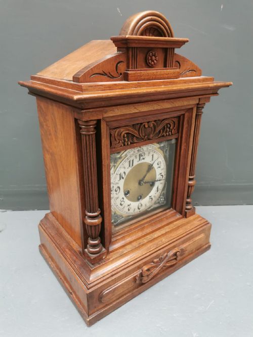antique german walnut bracket clock - CATEGORY: ANTIQUE CLOCKS - DATED 1900