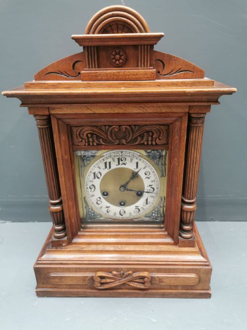ANTIQUE GERMAN WALNUT BRACKET CLOCK - ADDITIONAL PHOTO 5