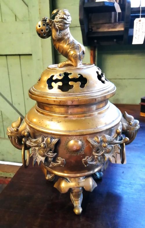 large 19c oriental bronze incense burner - CATEGORY: ANTIQUE METAL - DATED 1890