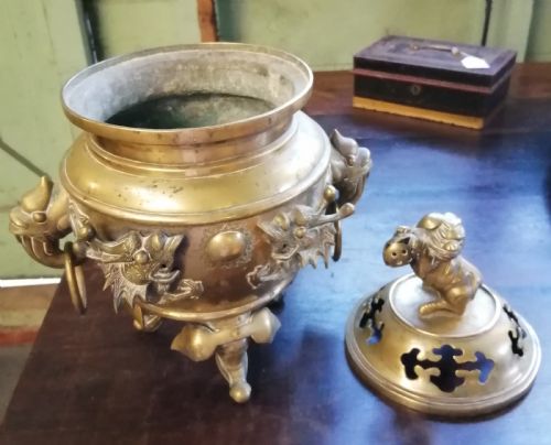 LARGE 19C ORIENTAL BRONZE INCENSE BURNER - ADDITIONAL PHOTO 1