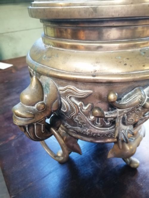 LARGE 19C ORIENTAL BRONZE INCENSE BURNER - ADDITIONAL PHOTO 8