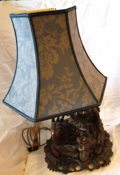 IMPRESSIVE ORIENTAL HARDWOOD LAMP - ADDITIONAL PHOTO 9