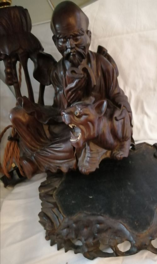 IMPRESSIVE ORIENTAL HARDWOOD LAMP - ADDITIONAL PHOTO 11