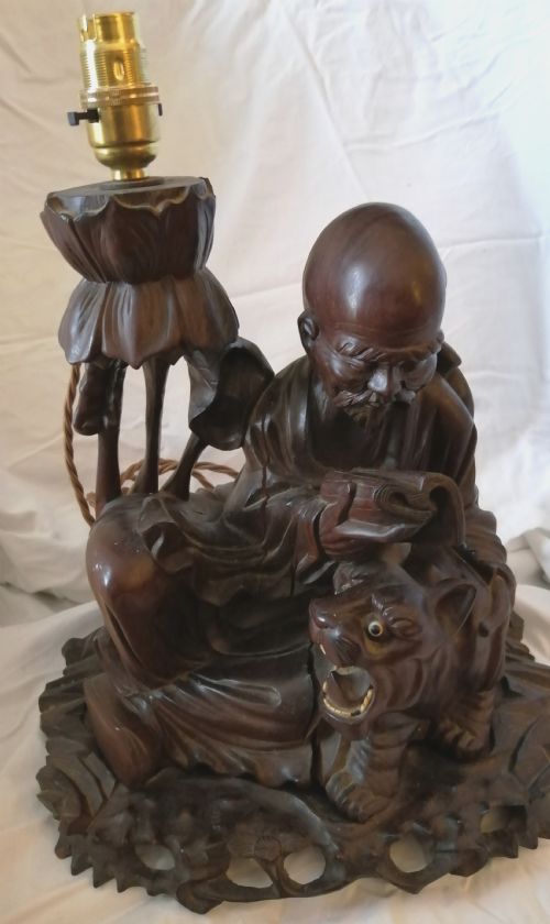 IMPRESSIVE ORIENTAL HARDWOOD LAMP - ADDITIONAL PHOTO 12