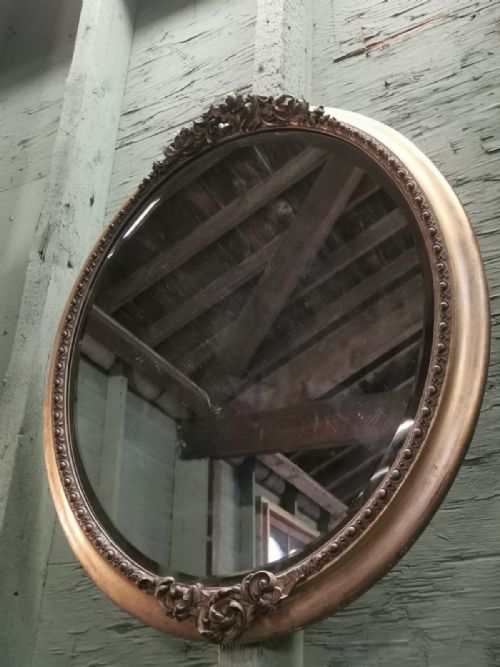 ANTIQUE OVAL GILT MIRROR - ADDITIONAL PHOTO 1