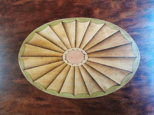 EDWARDIAN PLUM PUDDING MAHOGANY INLAID TRAY - ADDITIONAL PHOTO 2