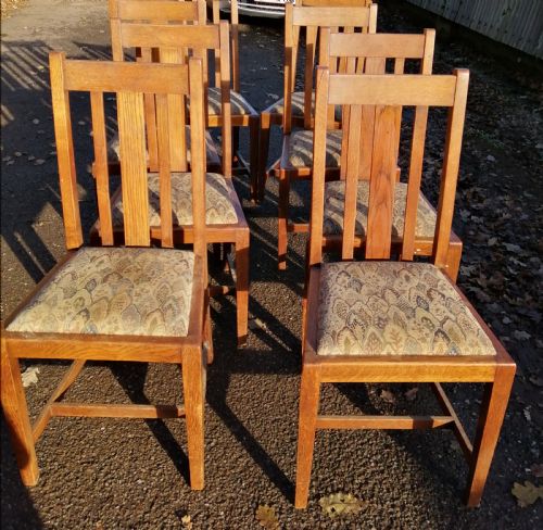 SET OF 8 OAK ART'S AND CRAFTS CHAIRS - ADDITIONAL PHOTO 2