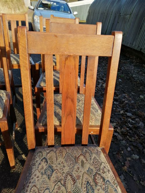 SET OF 8 OAK ART'S AND CRAFTS CHAIRS - ADDITIONAL PHOTO 10