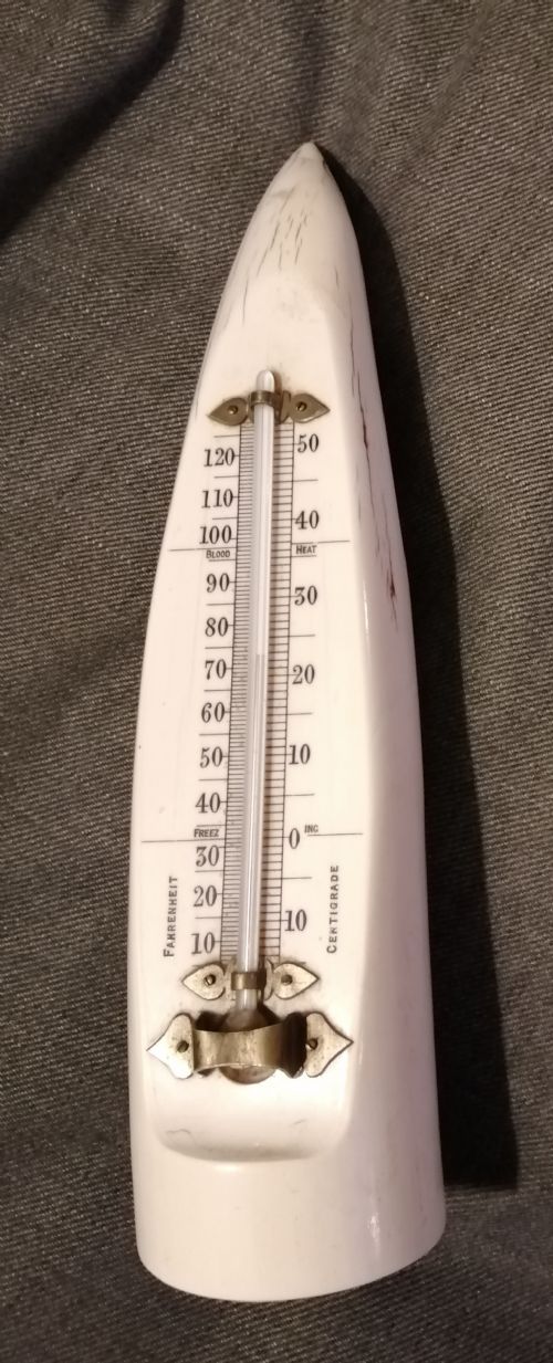 ANTIQUE WALRUS DESK THERMOMETER - ADDITIONAL PHOTO 3