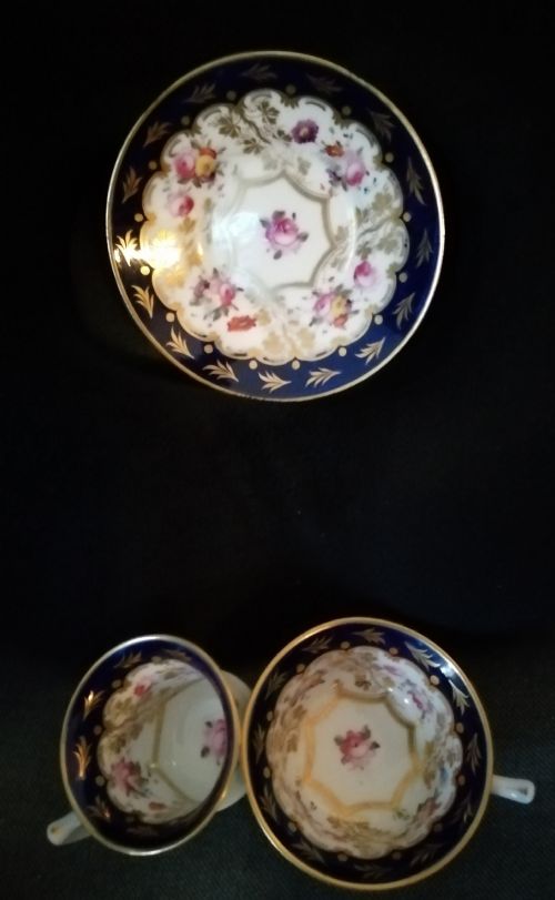 ANTIQUE CABINET SET 2 CUPS 1 SAUCER - ADDITIONAL PHOTO 1