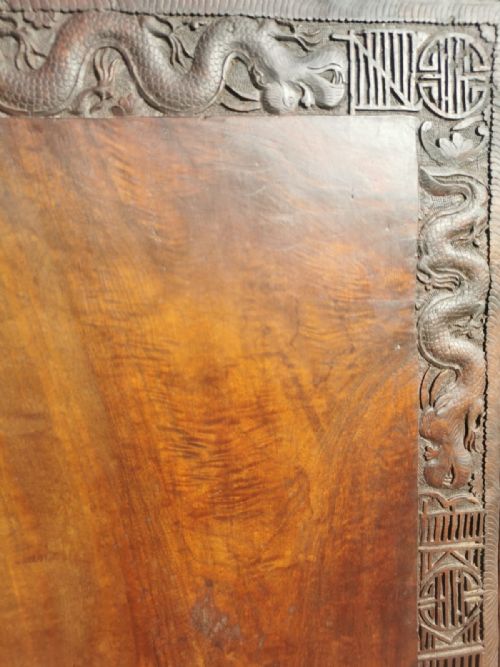 ANTIQUE FINELY CARVED BURMESE TEAK TRAY ON STAND SIDE TABLE - ADDITIONAL PHOTO 6