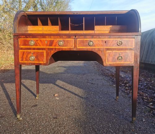 george 3rd tambour top kneehole desk - CATEGORY: ANTIQUE DESKS - DATED GEORGIAN