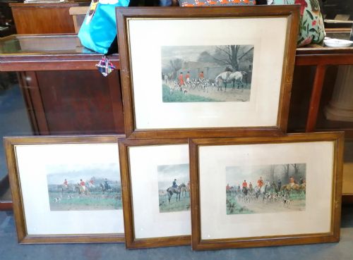 antique set of 4 hunting prints by arthur ackermann regent street london - CATEGORY: ANTIQUE ART - DATED VICTORIAN