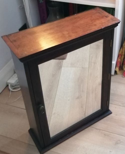 antique wall cabinet with mirror door - CATEGORY: ANTIQUE MIRRORS - DATED VICTORIAN