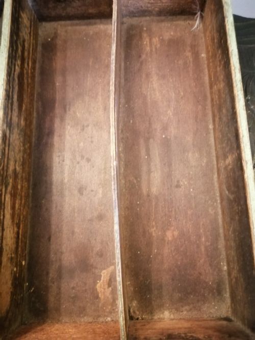 ANTIQUE ORIGINAL GREEN PAINTED CUTLERY TRAY - ADDITIONAL PHOTO 6