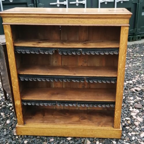 victorian golden oak open bookcase - CATEGORY: ANTIQUE BOOKCASES - DATED 1890