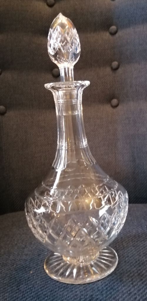an antique cut glass pedestal decanter - CATEGORY: ANTIQUE GLASS - DATED 1890