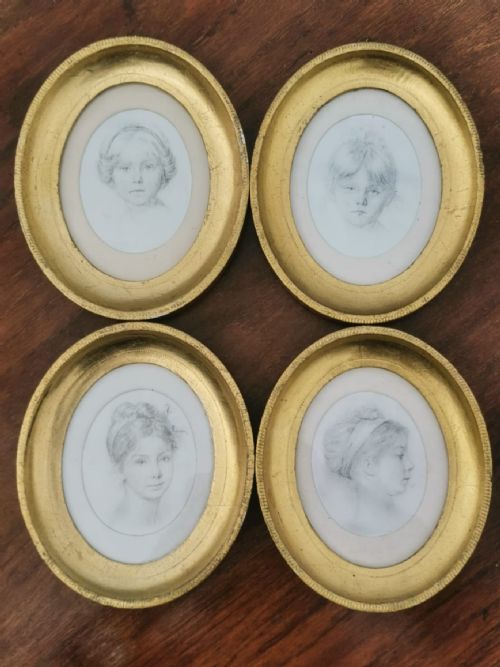 4 MINIATURE ITALIAN PORTRAITS DRAWN ON SILK - ADDITIONAL PHOTO 2