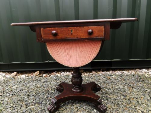 WILLIAM IV MAHOGANY AND ROSEWOOD CROSSBANDED WORK TABLE - ADDITIONAL PHOTO 4
