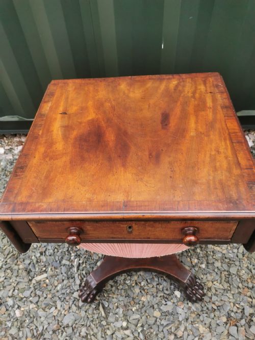 WILLIAM IV MAHOGANY AND ROSEWOOD CROSSBANDED WORK TABLE - ADDITIONAL PHOTO 7