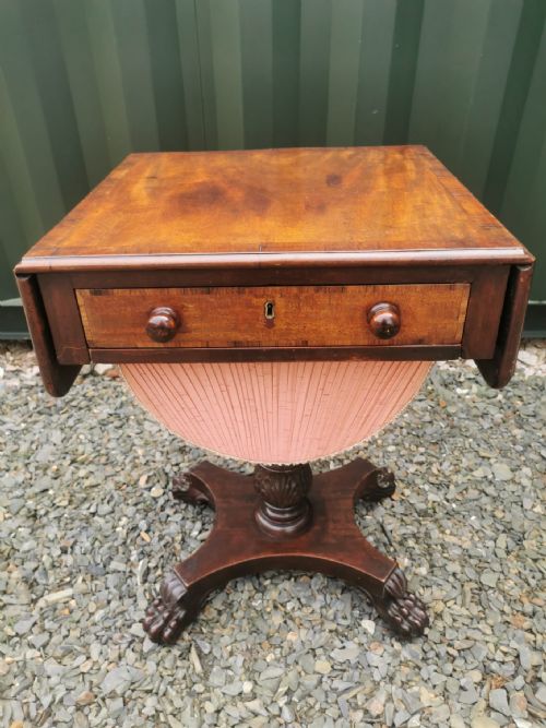 WILLIAM IV MAHOGANY AND ROSEWOOD CROSSBANDED WORK TABLE - ADDITIONAL PHOTO 8
