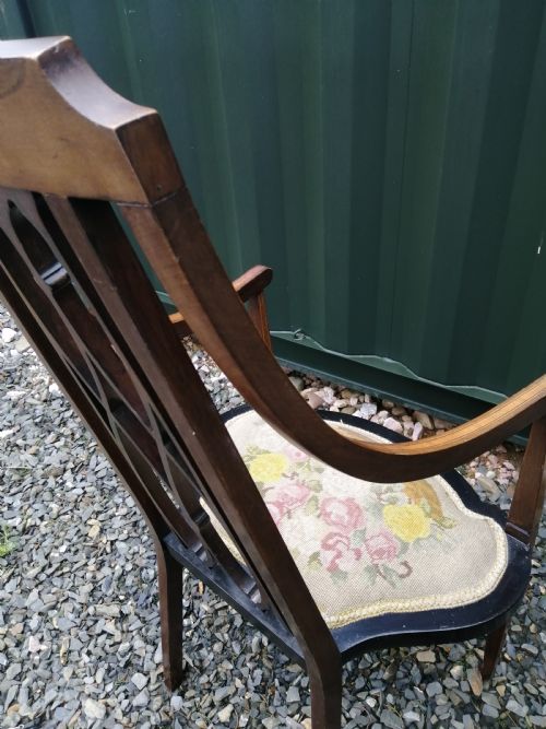 A JAS SHOLBREAD INLAID ESTHETIC MOVEMENT ARMCHAIR - ADDITIONAL PHOTO 3