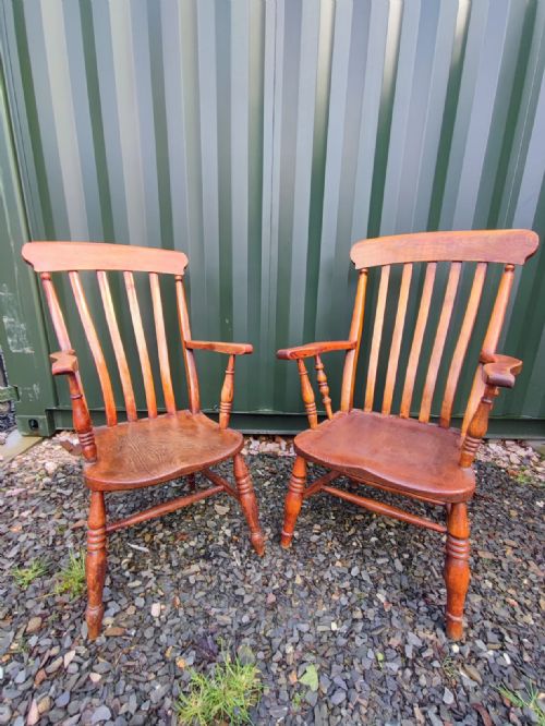 2 antique windsor arm chairs - CATEGORY: ANTIQUE CHAIRS - DATED VICTORIAN