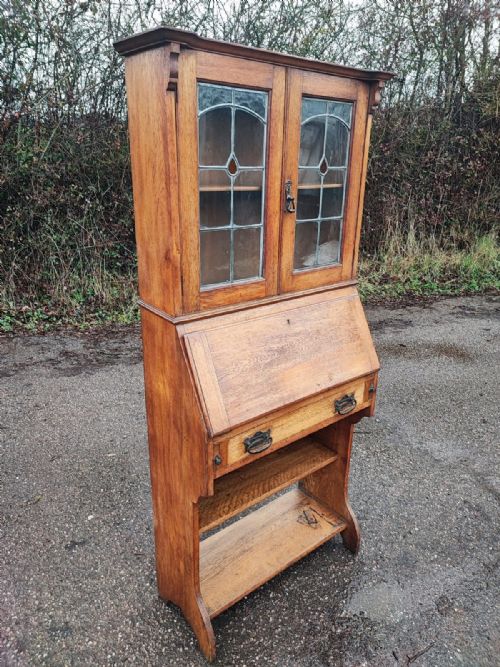 art's and crafts golden oak bureau bookcase - CATEGORY: ANTIQUE BOOKCASES - DATED 1900
