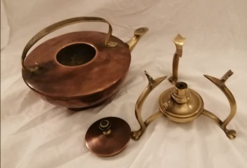 AN ARTS AND CRAFTS WAS BENSON BRASS AND COPPER KETTLE ON STAND - ADDITIONAL PHOTO 3