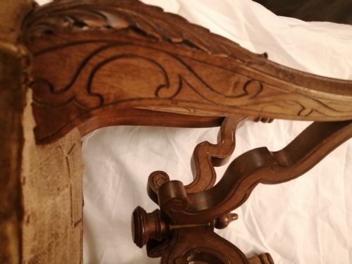 AN ANTIQUE PAIR OF FRENCH CARVED WALNUT STOOLS - ADDITIONAL PHOTO 4