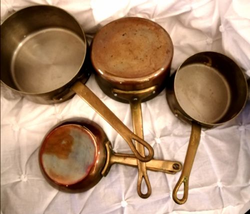 SET OF FRENCH COPPER AND BRASS PANS - ADDITIONAL PHOTO 1