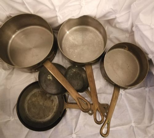 SET OF FRENCH COPPER AND BRASS PANS - ADDITIONAL PHOTO 2