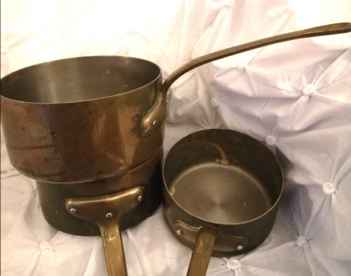 SET OF FRENCH COPPER AND BRASS PANS - ADDITIONAL PHOTO 4