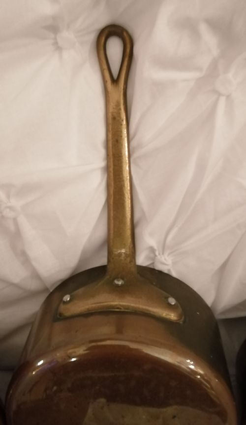 SET OF FRENCH COPPER AND BRASS PANS - ADDITIONAL PHOTO 5