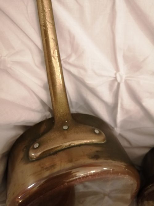 SET OF FRENCH COPPER AND BRASS PANS - ADDITIONAL PHOTO 7